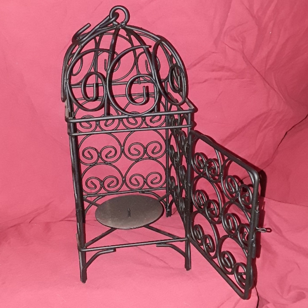 Candle Holder/Filigree/ Black/ Bird Cage style/New